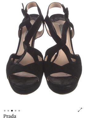 Prada Black Suede Crisscross Platform Sandals